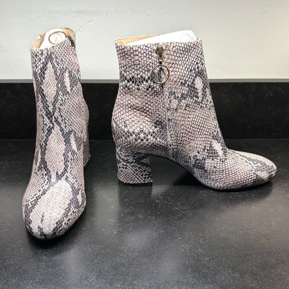 Able Snakeskin Ankle Boots - Black and Cream